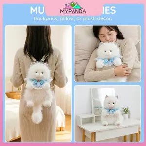 MYPANDA Thực Tế Ragdoll Cat Bapa Sang Trọng Túi Dành Cho Nữ Nơ Dễ Thương Vai Mềm Mại Daypas Quà Tặng Du Lịch.
