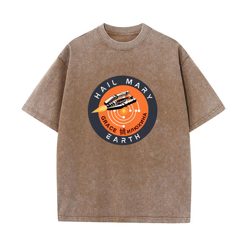 Bông tai kẹp áo thun cotton tay ngắn dự án Hail Mary Space Mission, phù hợpwear cho ngày thường với thiết kế vintage và Y2K