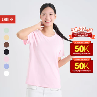 Áo phông nữ CANIFA cổ tròn trơn form rộng dáng cơ bản 6TS25A001