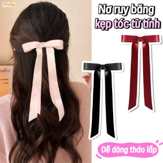 【BabyJoy】Nơ ruy băng kẹp tóc từ tính,phụ kiện tóc thời trang với nam châm nhỏ,dễ dàng thay đổi kiểu tóc thanh lịch