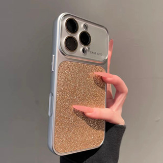 Kính Bảo Vệ Ống Kính Mạ Bạc Lấp Lánh Bột Ốp Lưng Điện Thoại iPhone 17Promax 17Pro 14 15 16 Pro Max 13 Chống Sốc Nữ Vỏ Di Động