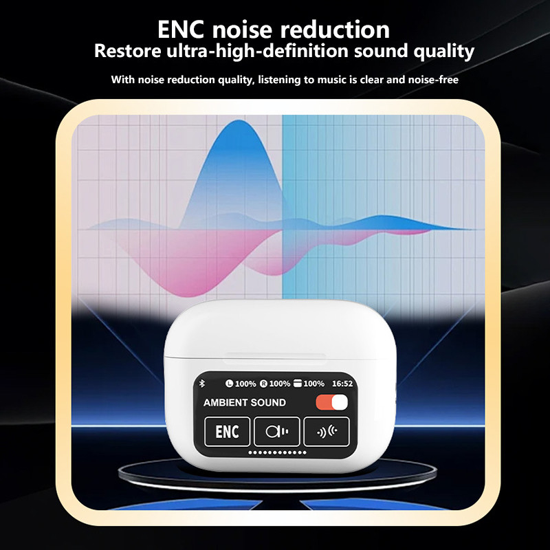 Tai nghe Bluetooth A9 Pro LCD Màn hình màu thông minh Không dây Giảm tiếng ồn chủ động Siêu dài Tuổi thọ pin Màn hình cảm ứng