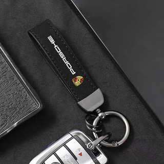Kiểu Dáng Xe Biểu Tượng Hợp Kim Móc Khóa Xe Máy Da Lộn Da Móc Khóa Cho Porsche Cayenne 955 957 958 9PA 92A Turbo S GTS 2003-2013 2014 2015 2016 Xe Ô Tô