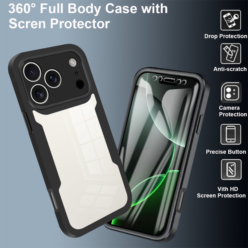 Tương Thích Cho iPhone 14 Pro Max 14 Plus 13 Pro Max 13 Mini 12 Pro Max XS MAX XR X Cover 360 Độ Hai Mặt Full Cover Protetcion Soft Acrylic Slim Phone Case