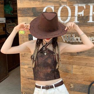 Misa Mũ Cao Bồi Da Lộn Bò Phong Cách Phương Tây, Unisex, Đẹp cho Dự Tiệc và Thời Trang