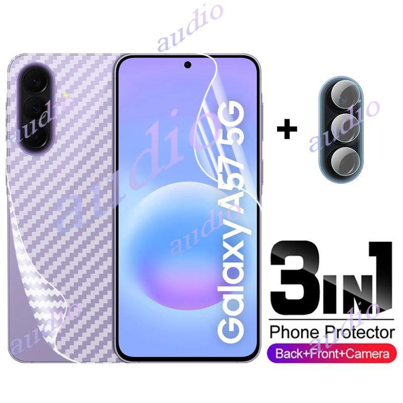 Samsung A57 5G 3in1 Mặt Trước Mặt Sau Ống Kính Hydrogel Phim Dành Cho Samsung Galaxy A57 A37 A27 A17 A07 5G 4G Điện Thoại Thông Minh Bảo Vệ Màn Hình Cho SamsungA57 SamsungA37 5G Kính Bảo Vệ Ống Kính Máy Ảnh