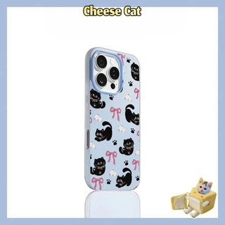 Nơ hồng mèo đen Vỏ điện thoại dành cho iPhone 14 15 16 13 12 11 Pro Max Xs Max XR 17 Air Vỏ iPhone màu hồng