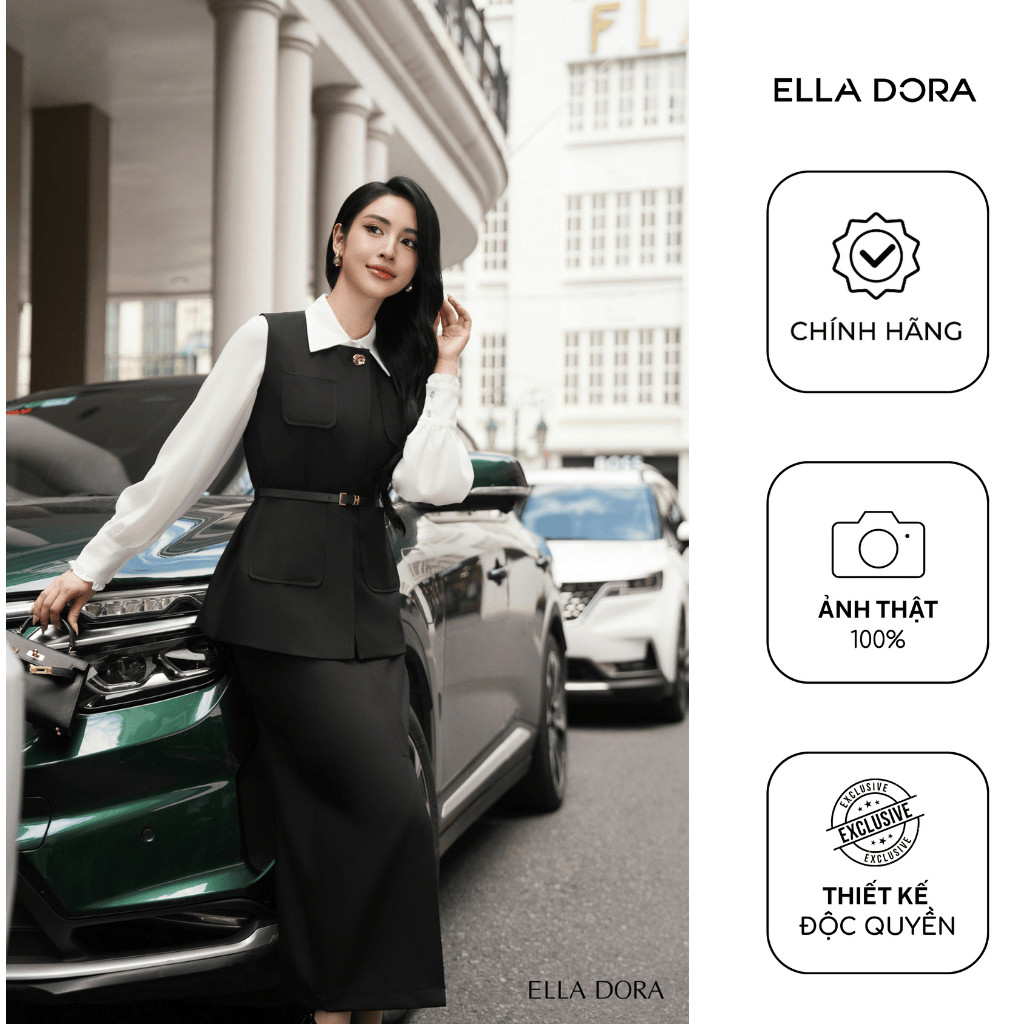 Set đồ công sở nữ ELLA DORA thiết kế 4 túi mix chân váy ôm form gọn tôn dáng thanh lịch [AK16+CV156]