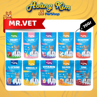 Thức ăn Pate cho mèo Mr.Vet dạng túi 70g Bổ sung Omega-3, L-lysine và Vitamin cho mèo Mọi Lứa Tuổi