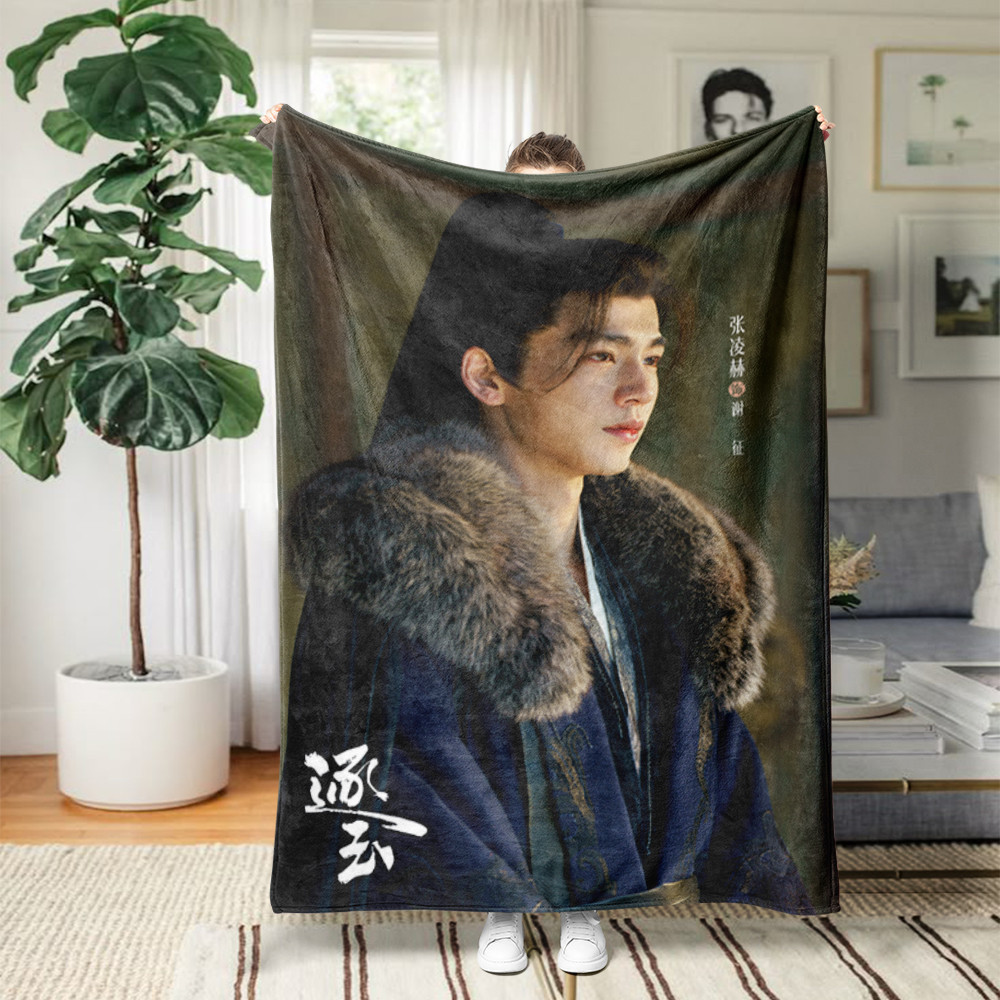 Theo đuổi chăn Flannel ngọc bích t, Chăn Flannel một mặt in hình Zhang LingHe