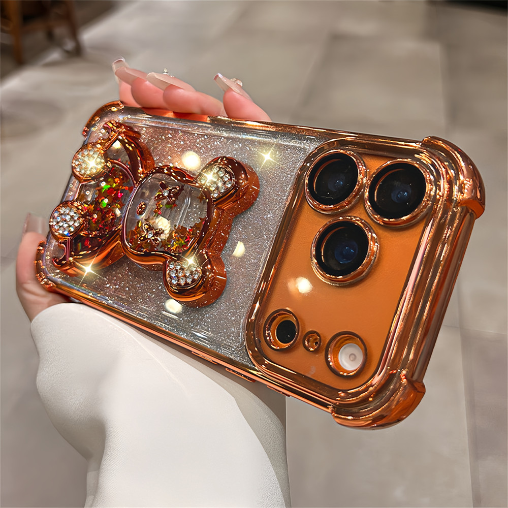 Ốp điện thoại hình gấu cát chảy cho iphone 17 Pro Max 16 11 12 13 14 15 Pro Max 16 plus Vỏ có Camera Bảo vệ toàn diện Vỏ chống sốc Vỏ cứng bảo vệ điện thoại