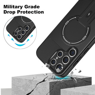 Dành Cho Samsung Galaxy S25 Ultra / S24 Plus / S25 Edge / S23 Ultra / S22 Ultra Ốp điện thoại Carbon Tecture Lưng Cứng Cạnh Mềm Có Thể Gập Lại Đế Chống Sốc Chống Rơi Mỏng