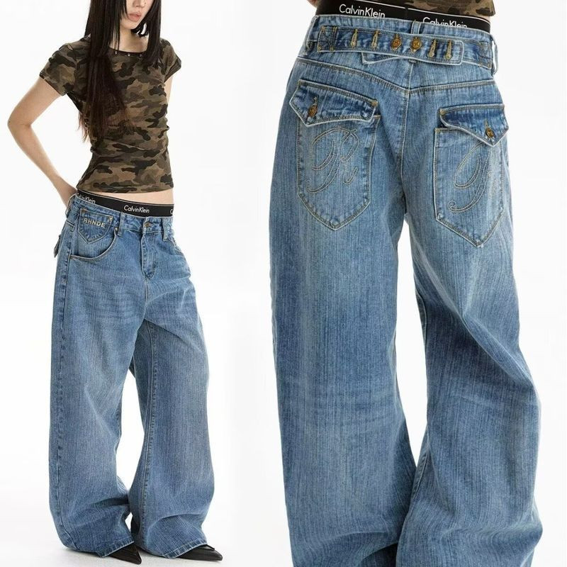 Quần Jean Denim Ống Rộng High-Rise Cho Nữ, Thiết Kế Thoải Mái Và Just-Fit