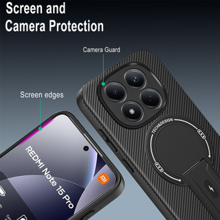 Dành Cho Xiaomi POCO M8 Pro 5G Ốp điện thoại Carbon Tecture Cứng Cạnh Mềm Có Thể Gập Lại Đứng Chống Sốc Chống Rơi Mỏng Bao