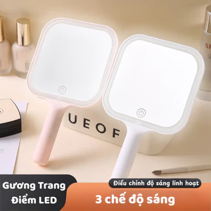 Gương Trang Điểm LED Cầm Tay 3 Chế Độ Ánh Sáng, Gương Makeup Sạc Type-C HD Nhỏ Gọn Nhamoi