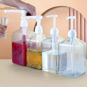 TRTR Home 1600ml Hộp Đựng Chất Lỏng Có Cân Cà Phê Xi-rô Ong Nhỏ Giọt Chai Có Bơm Thủy Lực Đầu Vòi Phun Nhà Bếp Hộp Đựng Mật Ong VN