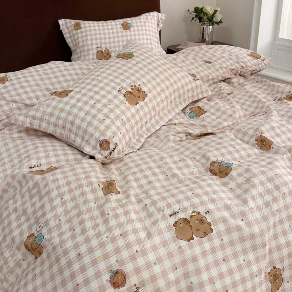 Bộ 4 món chăn ga ôm 100% cotton hàng sẵn kho, size đầy đủ, mềm mại thân da, dùng 4 mùa, thoáng khí, giặt máy không phai màu