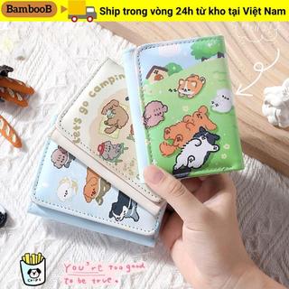 Thẻ tín dụng BAMBOOB Holoder, Da PU 3 lần Ví đựng tiền xu, Mini INS Phong cách Mèo con dễ thương Ví đựng tiền cho bé gái Quà tặng học sinh