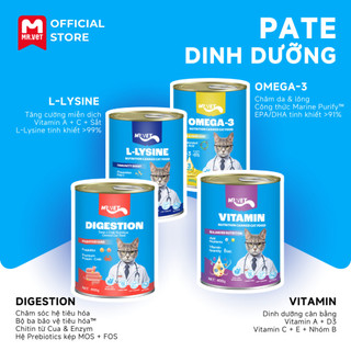 Thức Ăn Cho Mèo Mr.Vet Lon 400g Bổ Sung Dinh Dưỡng Hỗ Trợ Tiêu Hóa Mượt Lông (Nhiều Vị)
