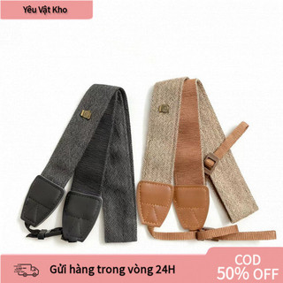 【COD】Dây đeo bằng da thật và vải dệt cao cấp, màu xám và nâu cổ điển tôn vinh vẻ đẹp sang trọng cho máy ảnh.