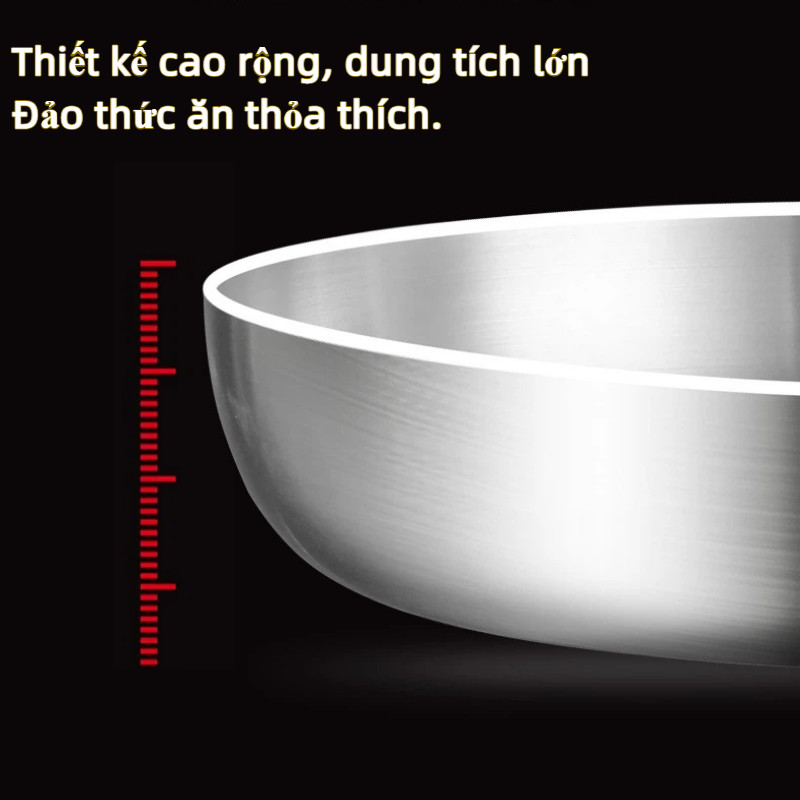 Chảo Inox 316L 7 Lớp Nguyên Khối, Chống Dính Tự Nhiên Không Lớp Phủ, Dùng Mọi Bếp, Dễ Vệ Sinh