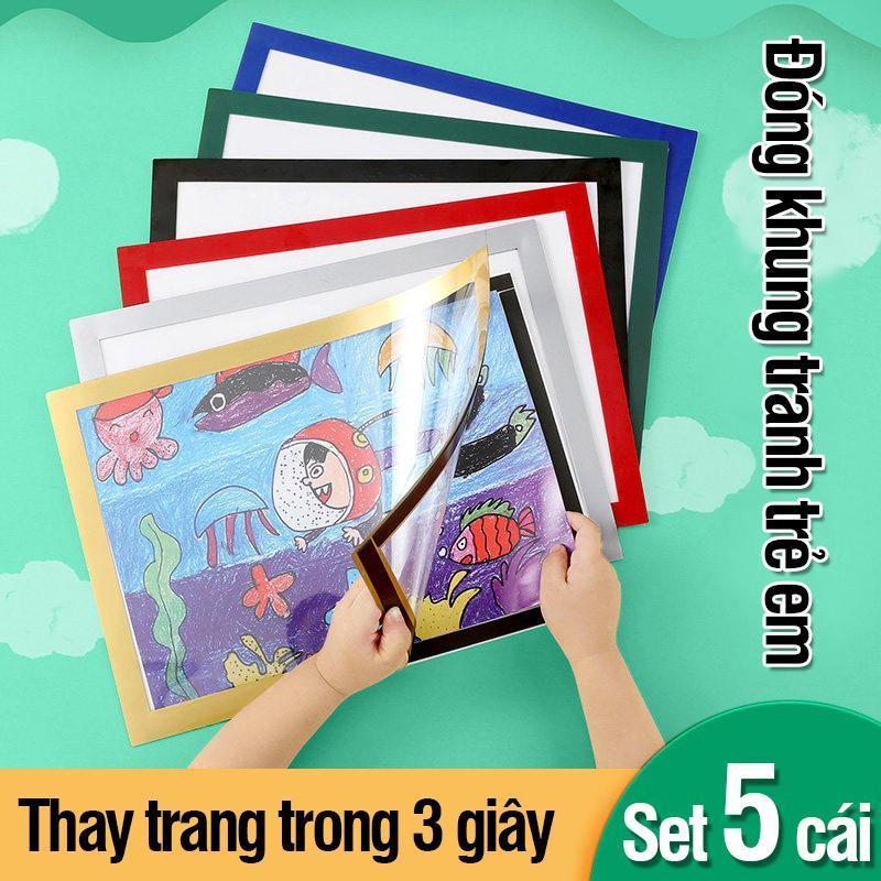 Khung ảnh nam châm trong suốt A4 hiện đại, trang trí không cần khoan, treo tác phẩm và tài liệu quan trọng