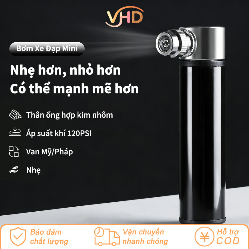 Bơm Xe Đạp Mini Bỏ Túi - Hợp Kim Nhôm Chống Gỉ, Đa Năng Van Mỹ/Pháp, Lý Tưởng Cho Xe Đạp Đường Trường & Leo Núi