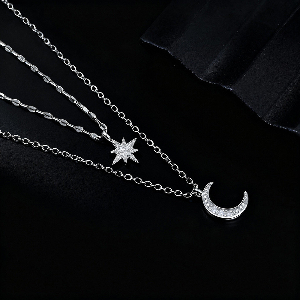 Vòng cổ nữ hai lớp Silver Star Moon 925