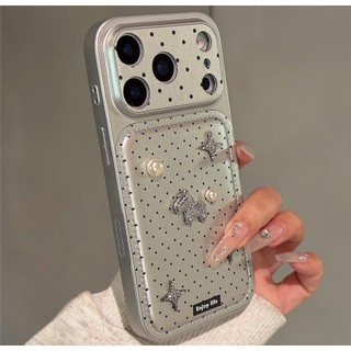 Ốp điện thoại hình con ngựa bằng da bạc cao cấp Wave Dot thích hợp cho iPhone17 16 15 14 13 Pro Max Bảo vệ Camera chống sốc Vỏ cứng chống rơi