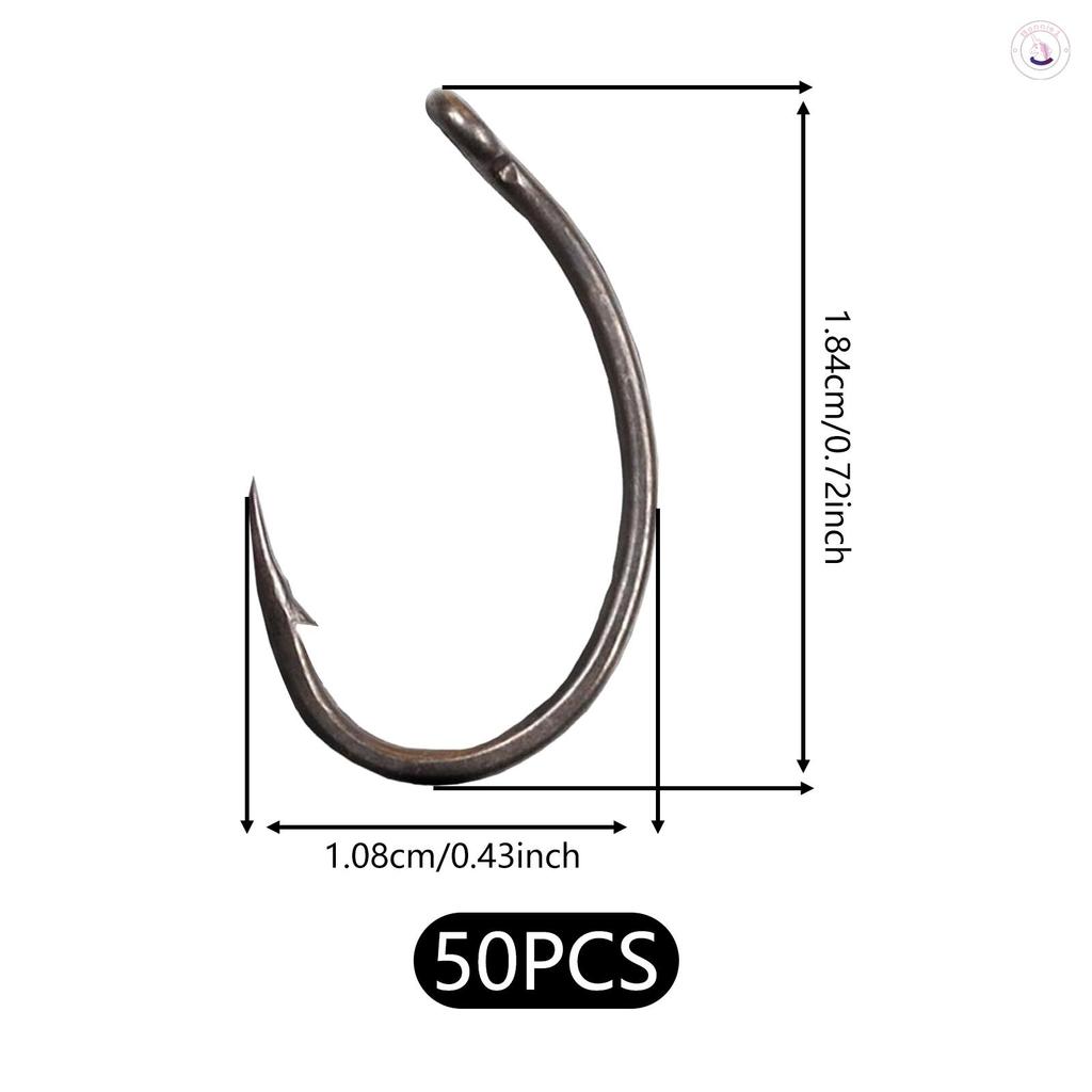 Bộ 50 Móc Câu Cá Bền Có Gai, Phù Hợp Cho Nhiều Loại Cá Như Cá Chép, Bass, Cá Ngừ