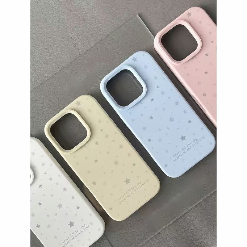 Tinh thể silicon lỏng cho trường hợp điện thoại 17/16promax iphone 15/14/13 nếp lớn lỗ X/XS/XR/7/8PLUS Ngôi sao đơn giản