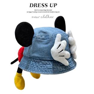 Mũ bucket Mickey cho bé – Chất liệu denim, tai to 3D đáng yêu, phong cách gia đình