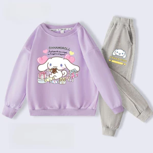 Cinnamoroll Hoạt Hình Trẻ Em Áo Khoác Và Quần Mồ Hôi Bộ Trang Phục Thể Thao Thông Thường Quần Áo Hai Mảnh