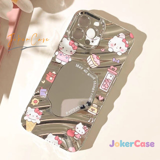 Vỏ Cho IPhone 11 13 17 16 15 12 14 Pro Max X XS Max XR 16 15 7 8 Plus AIR Vỏ gương trang điểm Kitty đáng yêu ngọt ngào