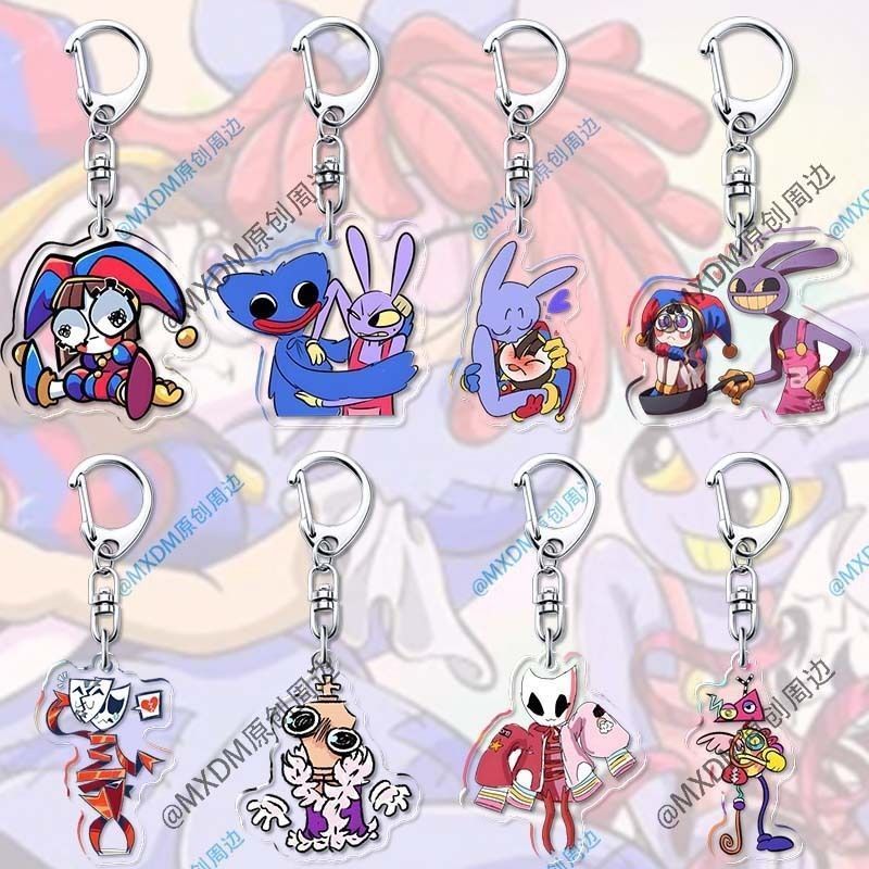 Pomni Ragatha Jax Anime KeyChain Digital Circus Men Key Chain for Women Cartoon Creative Figure Acrylic