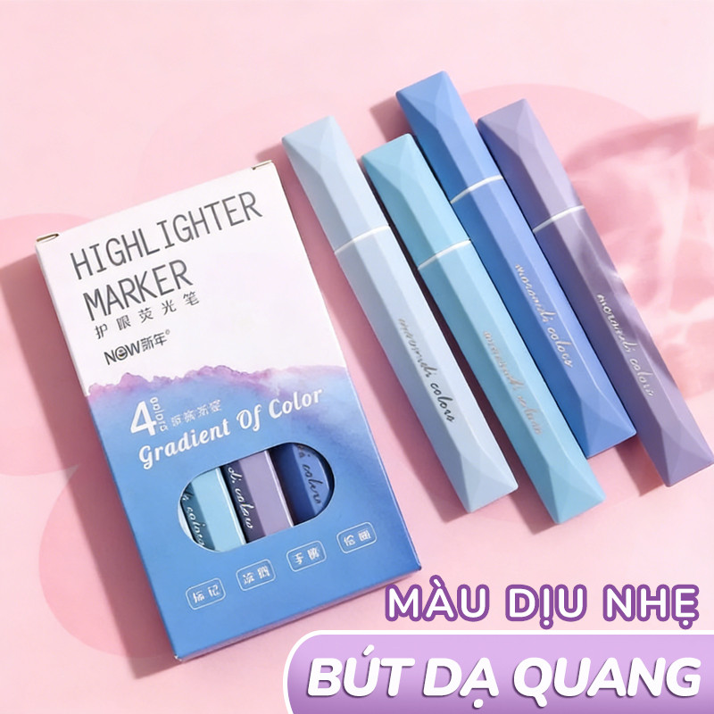 Bút highlight dạ quang pastel gradual – Bộ 4 bút đánh dấu cao cấp giúp ghi chú hiệu quả và học tập tốt hơn