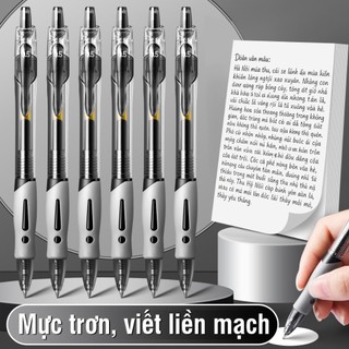 Bút bi bấm chuyên nghiệp cho dân văn phòng, mực nước khô nhanh không lem, đệm cao su cầm chắc tay