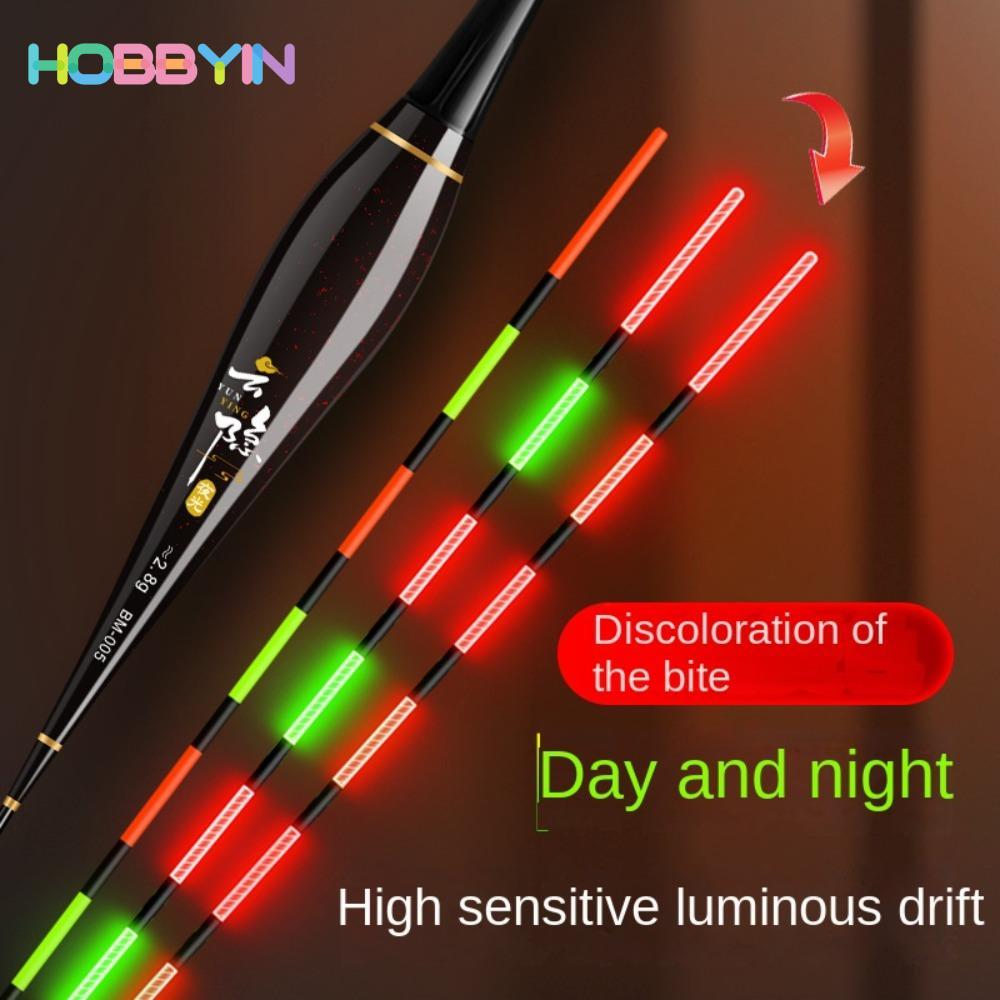 Phao câu cá điện tử HOBBYIN, Phao chống trượt phao phao, Đèn báo 6 đèn Bobbers Câu cá đêm