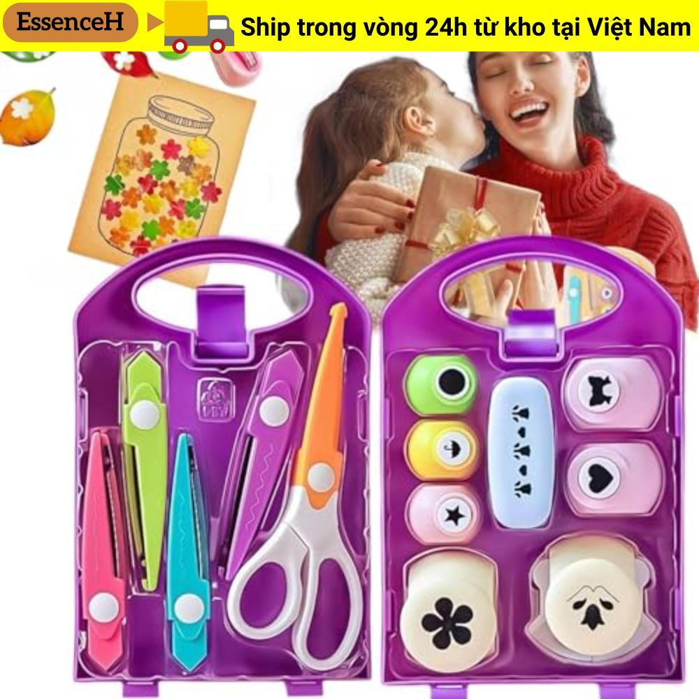ESSENCEH Kids Craft Hole Punch Shapes Set, Bộ thủ công DIY kích thước nhỏ thủ công, các dự án DIY có hộp lưu trữ Nhựa cho trẻ em từ sáu tuổi trở lên