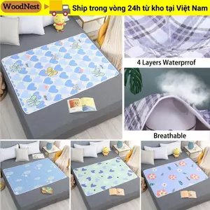 Tấm lót ngủ cho bé WOODNEST, Tấm lót không kiểm soát ướt giường 100 * 150cm, Tấm lót kinh nguyệt mềm chống thấm thân thiện với da thoải mái dành cho trẻ em