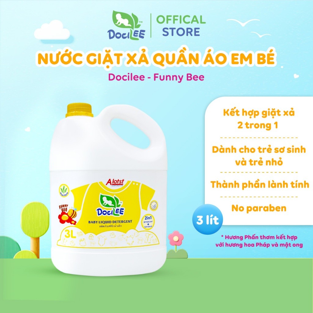 [CHỌN MÀU] Nước Giặt Xả Quần Áo DOCILEE Đậm Đặc, Tiện Lợi Lưu Hương Lâu, Sạch Thơm Mềm Mại, Cho Da Nhạy Cảm