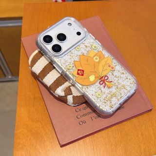Ốp lưng cứng trong suốt Tương thích với iPhone 13 14 14Pro 14ProMax 15 15Pro 15ProMax 16 16Pro 16ProMax 17 17Pro 17ProMax Vỏ hoa văn lá bưởi