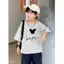 Mickey áo phong cách thường ngày rộng cổ rộng hình thun hợp mùa bé gái trai