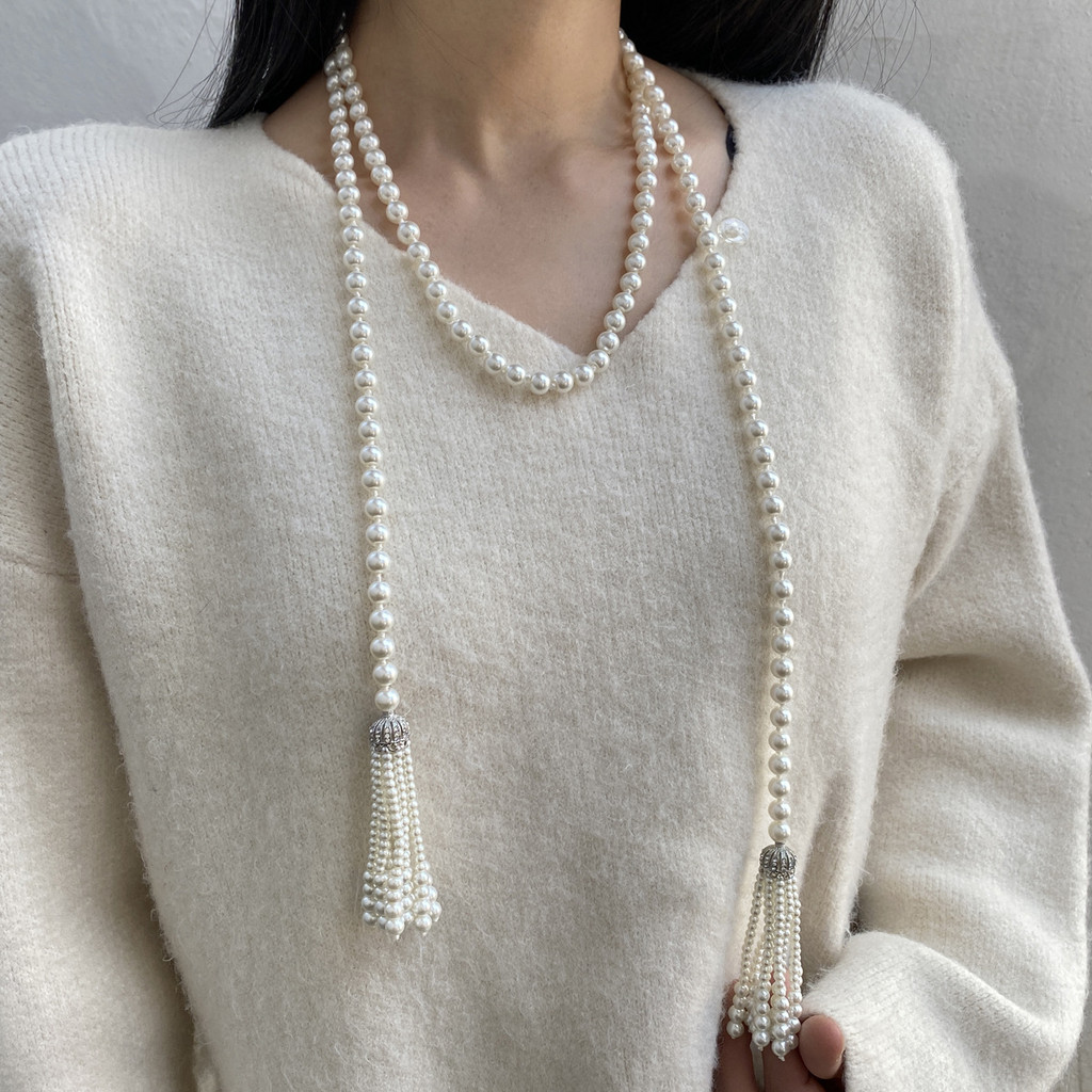 Thời Trang Nữ Mới Về Phụ Kiện Truyền Thống Phong Cách Trung Hoa Hanfu Phụ Kiện Dài Viền Ngọc Trai Vòng Cổ