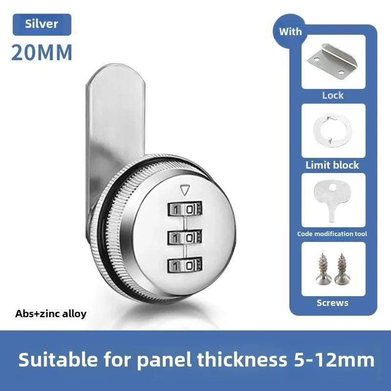 Mật khẩu bảo mật 3 chữ số Ngăn kéo không cần chìa khóa Khóa Cam Kết hợp Tủ cửa được mã hóa Phần cứng gia đình Hộp thư hợp kim kẽm