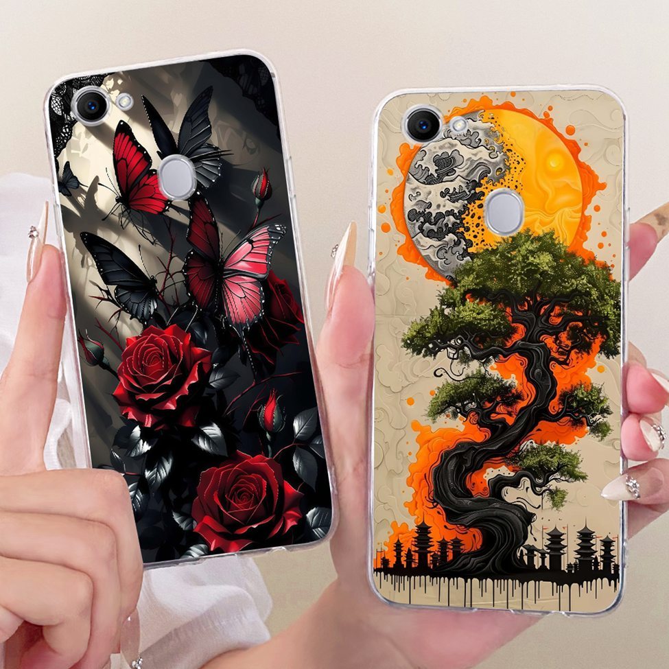 Ốp lưng Oppo F7 Vỏ trong suốt hình con bướm thời trang dễ thương Vỏ sơn ngộ nghĩnh Oppo 1821 CPH1819 CPH1821