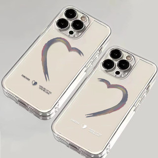Ốp Lưng Đôi iPhone Trái Tim Viền Thẳng, Trong Suốt Bảo Vệ Camera - iP 6/6s/7/8/Plus/X/XS/11/12/13/14/15/16/17/Pro/Max