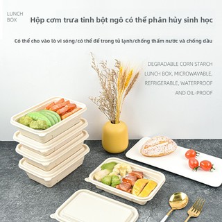 Hộp cơm trưa dùng một lần Hộp cơm trưa có thể phân hủy Hộp đóng gói mang đi Tinh bột ngô Hình chữ nhật Salad nhẹ Hộp cơm trưa thực phẩm