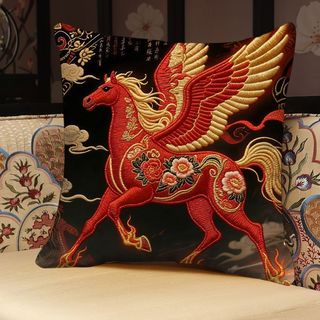 Cema Pentium Gối Năm Ngựa Hoa Phẳng Gối Trang Trí Năm Mới Đệm Phòng Khách Sofa Gối Đầu Giường 26.1.28