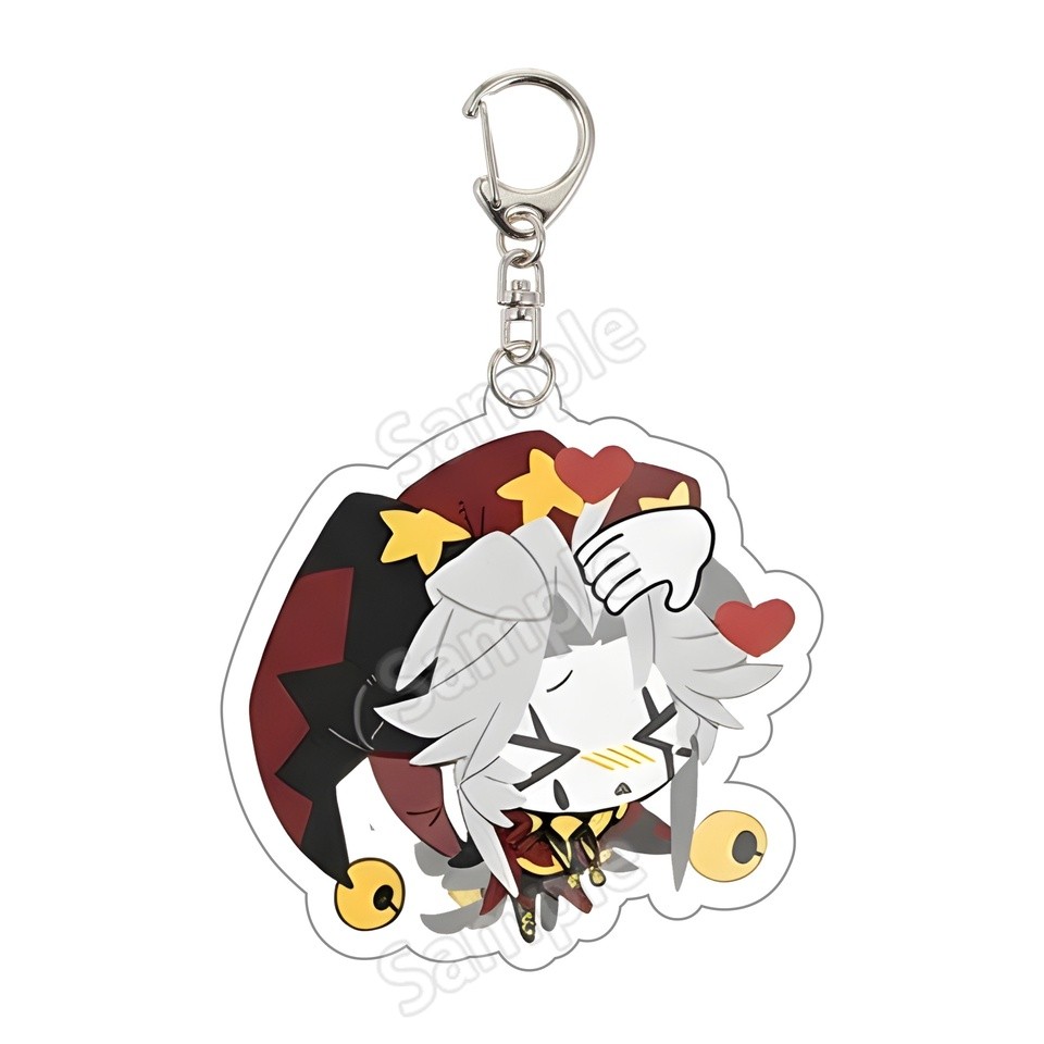 Otome Game The Freak Circus Pierrot Cosplay Keychain 6cm Kawaii Acrylic Joker Clown Pendant Keyring Bag Accessory